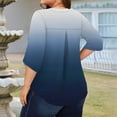 thumbnail image 4 of Abcomgle Plus Size Womens Tops Clearance 4x Plus Tops V Neck 3/4 Sleeve T Shirts Curvy Women Gradient Print Pleat Hem Casual Tshirt 4x Womens Plus Size Clothes M,Royal Blue, 4 of 5