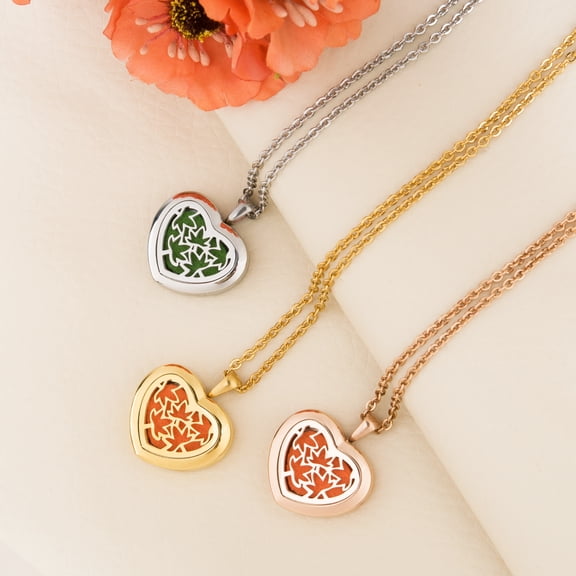 Anavia Essential Oil Diffuser Necklace, Aromatherapy Necklace, Scent Necklace, Aromatherapy Oil Lockets, Diffuser Lockets, Aromatherapy Jewelry, Diffuser Jewelry, With Gifts Box-[Silver]