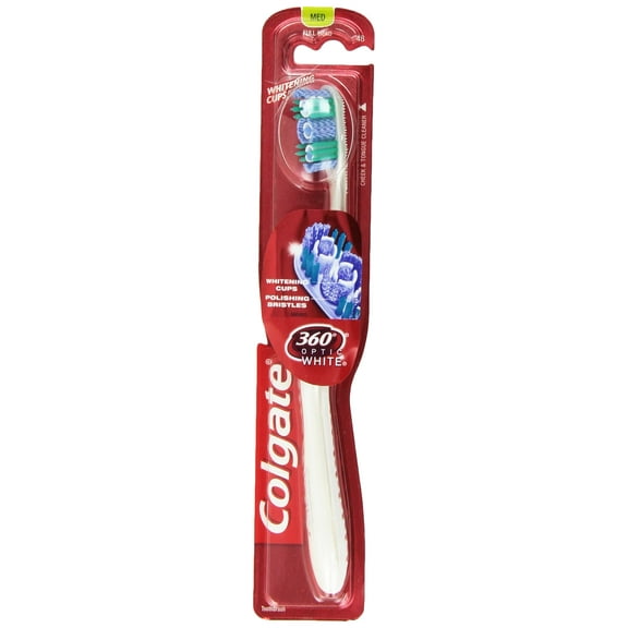 Colgate 360 Optic White Full Head Toothbrush, Medium (Pack of 4)
