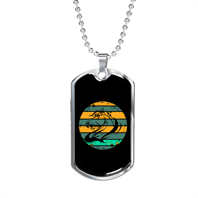 Cheval Rétro Cercle Cheval Collier en Acier Inoxydable Ou 18k or Chien Tag 24" Chaîne