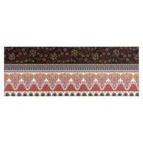 Black Boho Oriental Flowers and Paisleys Pattern Kitchen Rug Mat,Kitchen Runner Rugs Non Skid Washable,Decorative Kitchen Floor Mats for Kitchen,Sink,Laundry,17"X47"