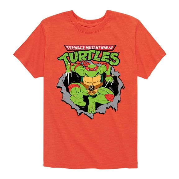 Teenage Mutant Ninja Turtles - Raphael Breaking Through Shirt - Toddler & Youth Short Sleeve Graphic T-Shirt