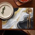 thumbnail image 5 of Black White Gold Marble Pattern Summer Placemats Table Placemats Set Of 4-Linen Kitchen Washable Placemats Table Mats 11.8"x17.7" Non-Slip Heat Resistant, 5 of 6