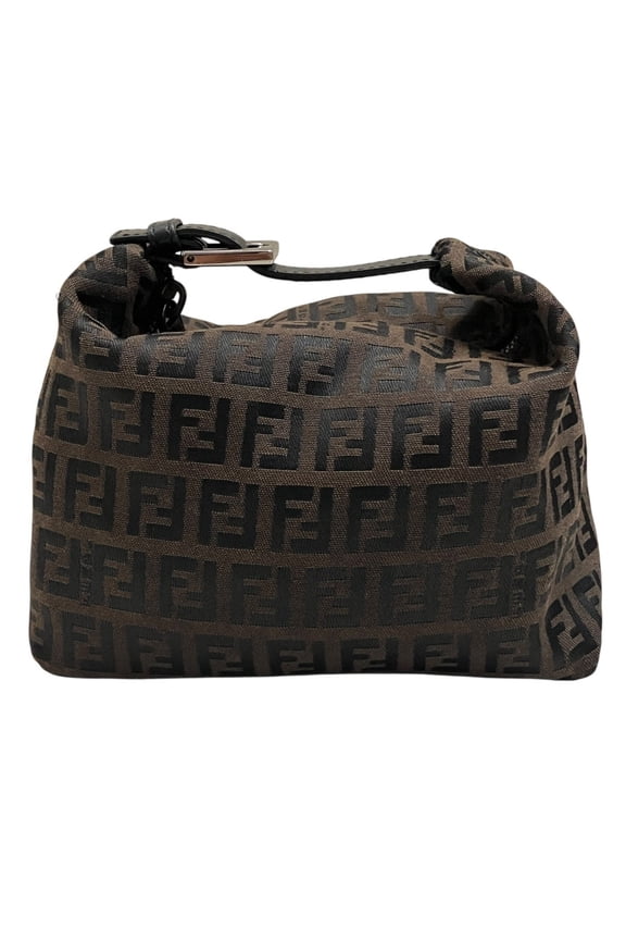 Pre-Owned Fendi Zucca pattern pouch handbag, canvas leather
