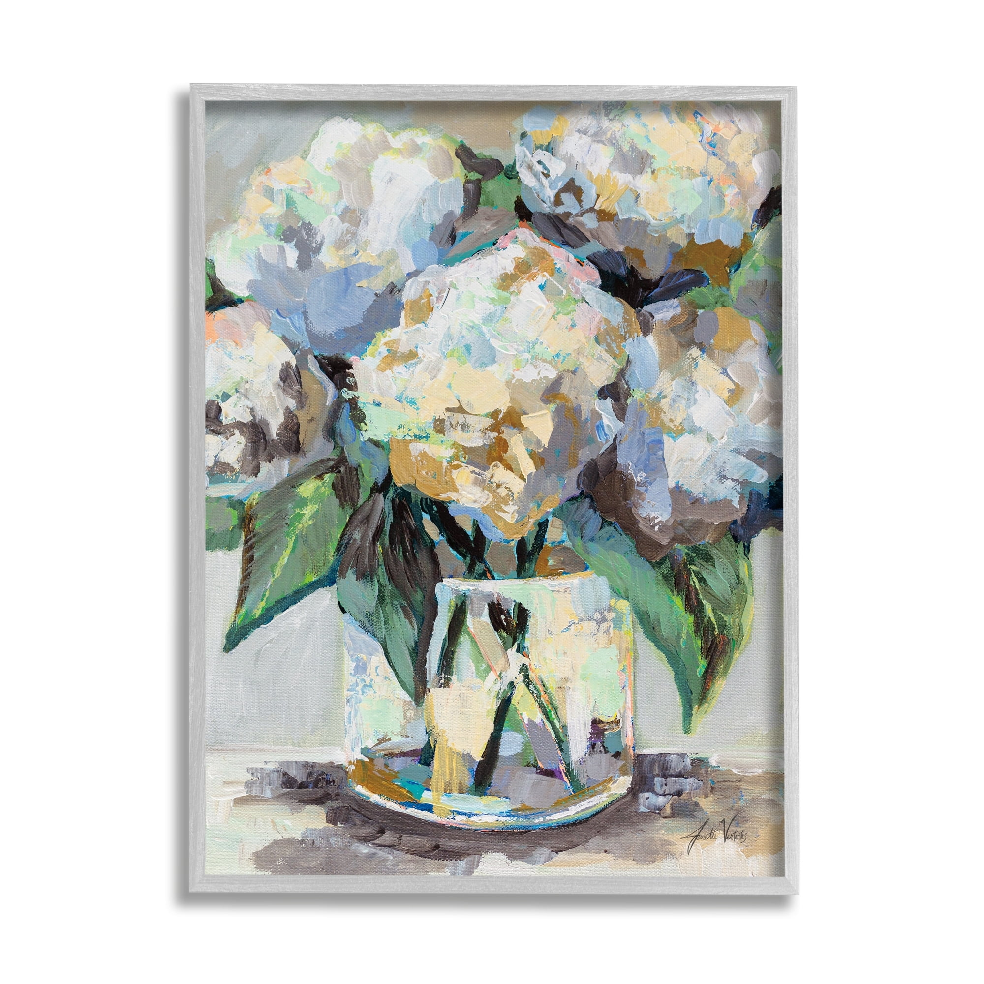 Stupell Industries Modern Hydrangea Flower Bouquet Abstract Floral Painting, 16 x 20,Design by Jeanette Vertentes