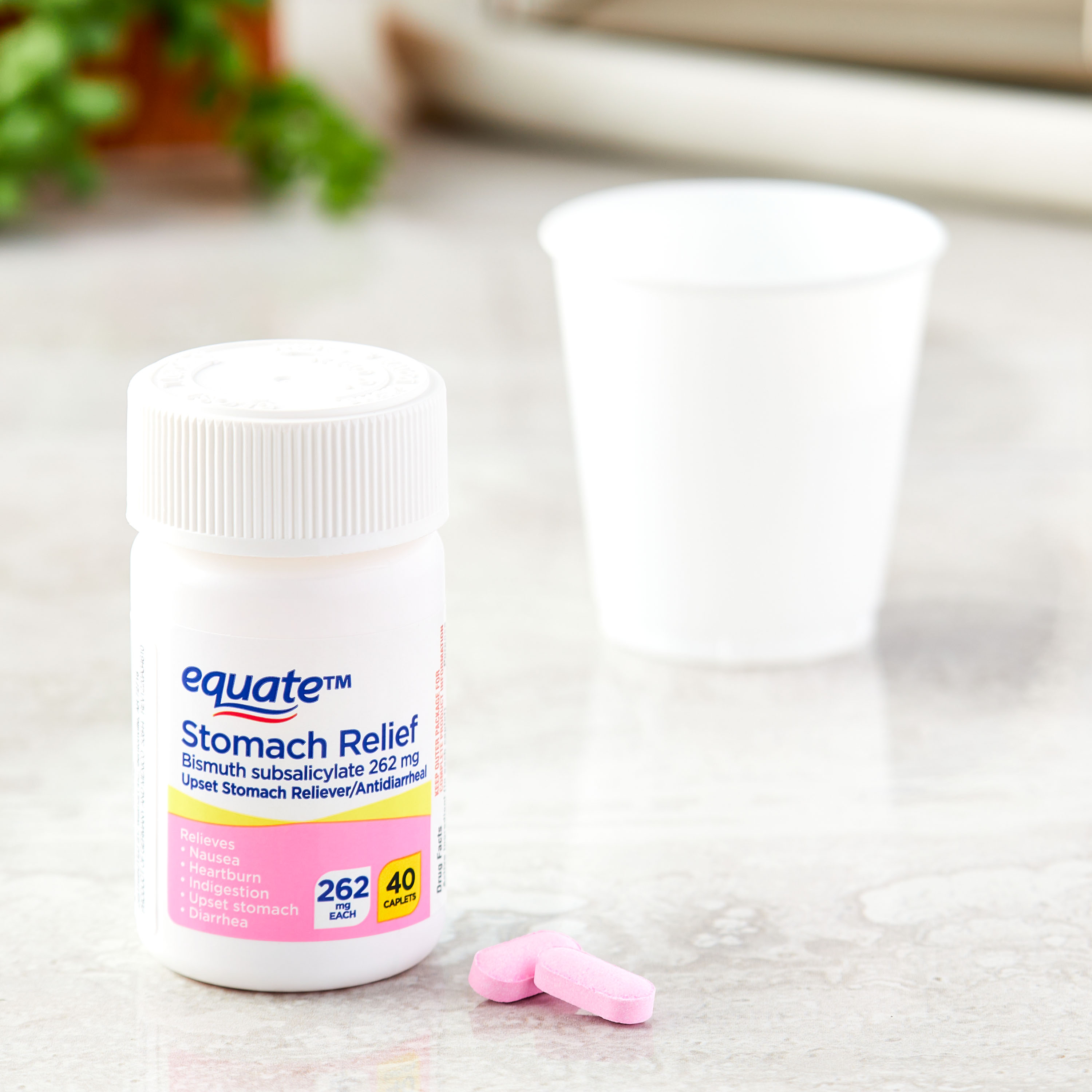 (paquete de 2) Equate Subsalicilato de Bismuto Alivio del Malestar Estomacal y Diarrea Caplets, 262mg, 40 unidades 4