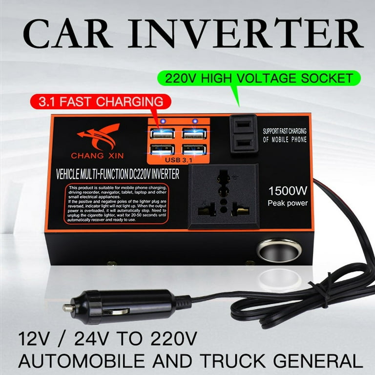 Inverter Car Charger 12v 220v PD Type-C QC3.0 USB Socket Car Charging  Adapter 24V