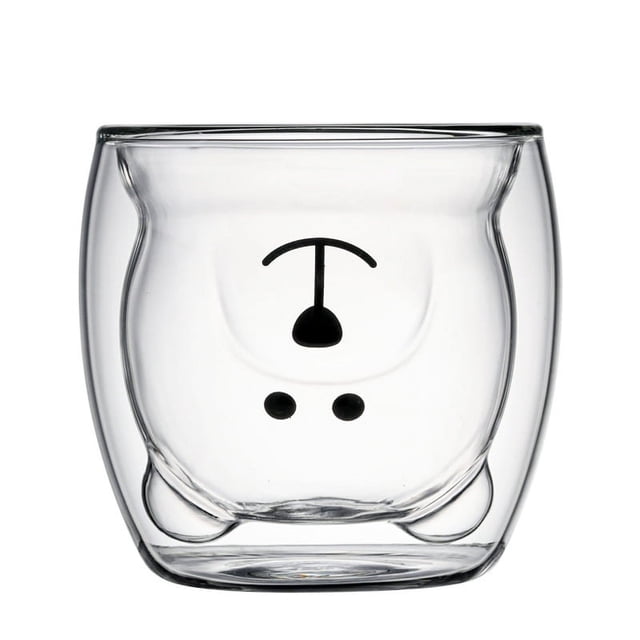 Taza de café creativa de dibujos animados de doble vidrio con forma de oso, taza para café, jugo, leche, taza para beber, taza de café