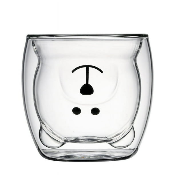 Taza de café creativa de doble capa con forma de oso de cristal, taza para café, jugo, leche, taza para beber, taza de café