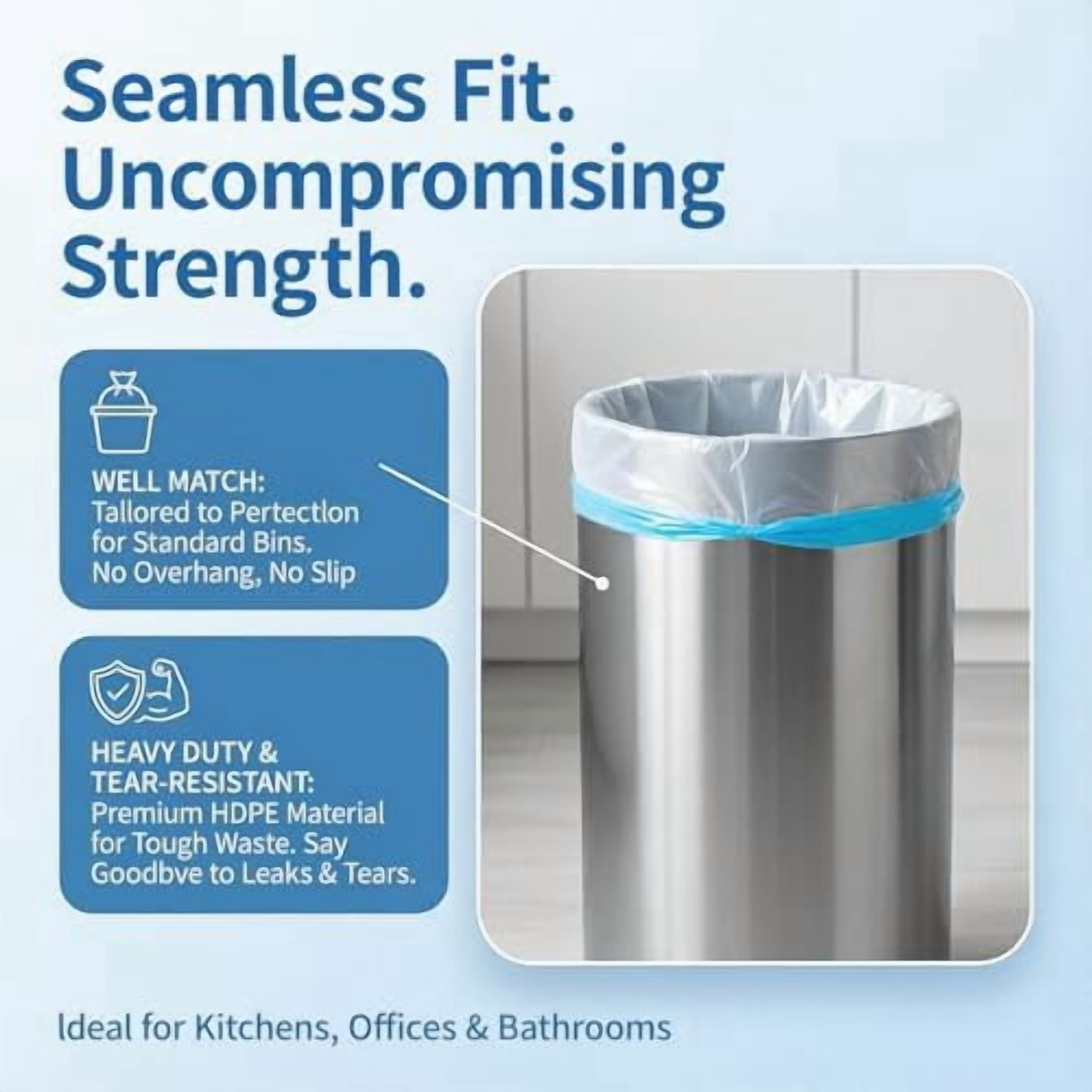 Small rash Bags 5 Gallon wih Drawsring,150 Coun Whie Garbage Bags Unscened,Srong Plasic Wasebaske Can Liners for Home Bahroom Car