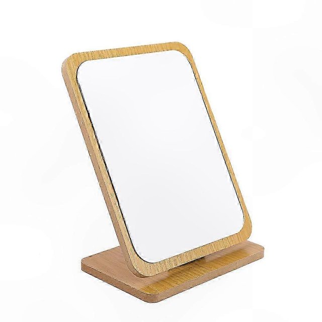 Rectangular Wooden Makeup Mirror with Adjustable Stand and Folding Design Cosmetic Table Mirror for Home Use