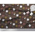 thumbnail image 3 of Soimoi Brown Cotton Voile Fabric Heart & Love Text Print Fabric by the Yard 42 Inch Wide, 3 of 3
