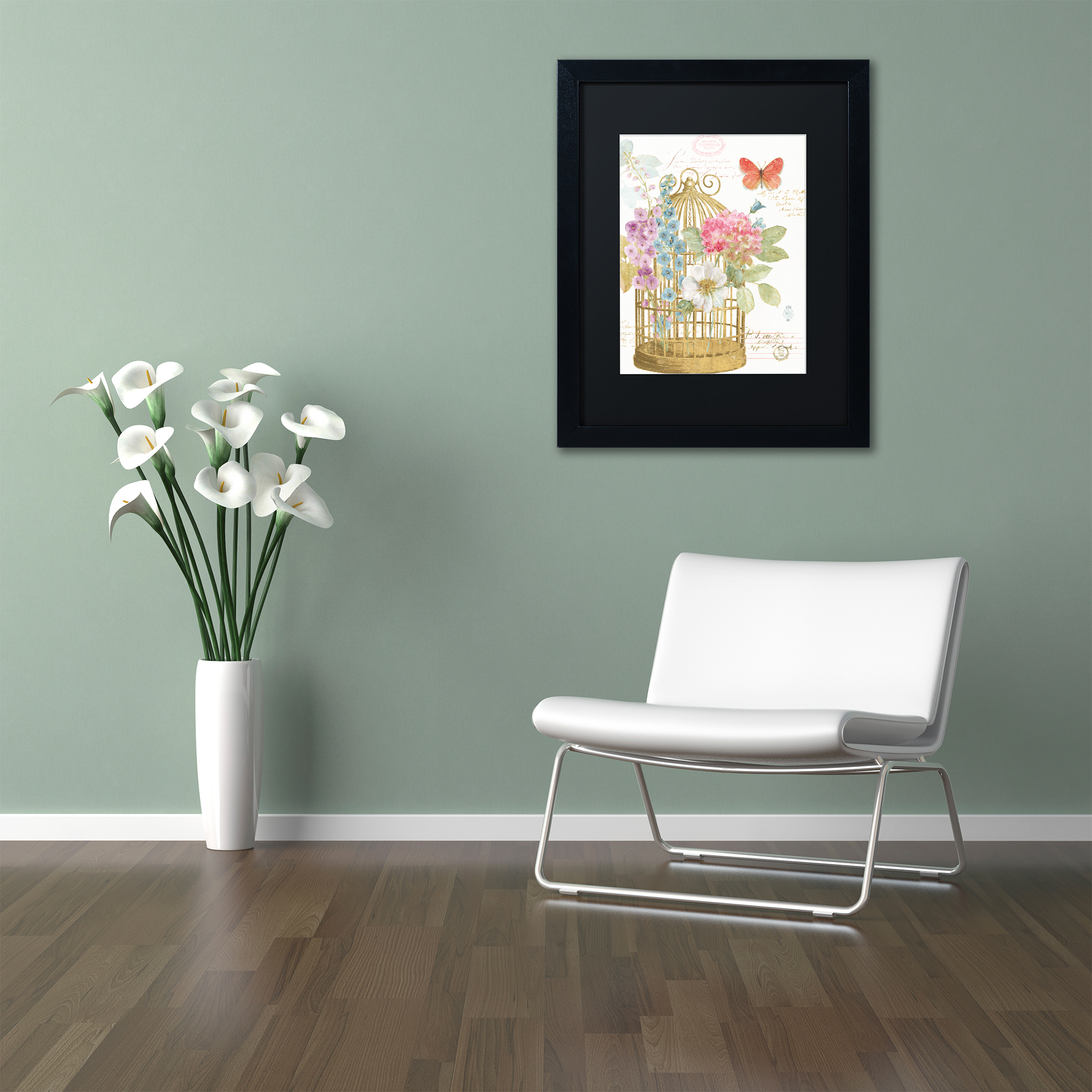 Lisa Audit 'Romantic Birdcage II' Matted Framed Art