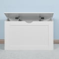 thumbnail image 3 of Storage Chest, 30" Wooden Toy Chest, Sturdy Entryway Bench Supports 220 lb, Entryway Chest Bench with 2 Safety Hinge, Lift Top Wood Toy Box, Wooden Storage Bench for Living Room, Bedroom, 3 of 8