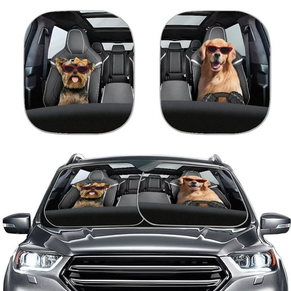Uorisanigo Universal Car Sun Shade Funny Animal Driving Easy to Install Car Sunshade Cute Pack of 2 Sunlight Blocker Reflective Sun Visor Reflecting Easy to Install for Most Cars