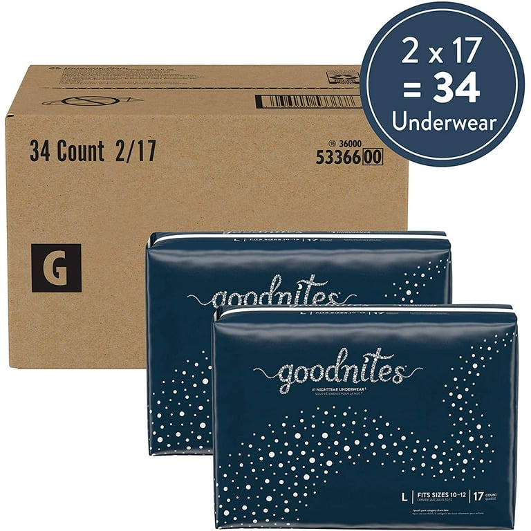 Goodnites Boys' Nighttime Bedwetting Underwear, Size Large (68-95 lbs), 34  Ct - 34 ea