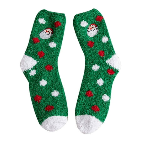 

Fesfesfes Clearance Women s Socks Girls Christmas Cute Coloer Stripe Santa Claus Print Thicken Coral Fleece Keep Warm Socks Sox