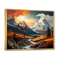 thumbnail image 2 of Designart "Yellow Teal Mountains Majestic Peaks composition III" Landscapes Floater Framed Wall Art Living Room, 2 of 7