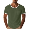 thumbnail image 3 of Pafei Tyugd Pocket Tee Shirts for Men Big And Tall Short Sleeve Shirts Lightweight Breathable Casual Crewneck Summer Basic Tees Army Green 3XL, 3 of 8