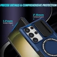 thumbnail image 4 of Phone Case for Samsung Galaxy S24 Ultra Case Magnetic with Stand Black Fits Wireless Charger, Samsung S24 Ultra Case with Camera Lens Protector Cover Shockproof (Blue), 4 of 17