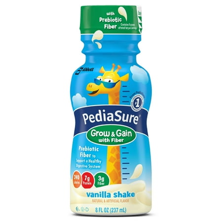 PediaSure Grow & Gain Nutrition Drink with Fiber, Vanilla Shake, 8 fl oz (Pack of 6)