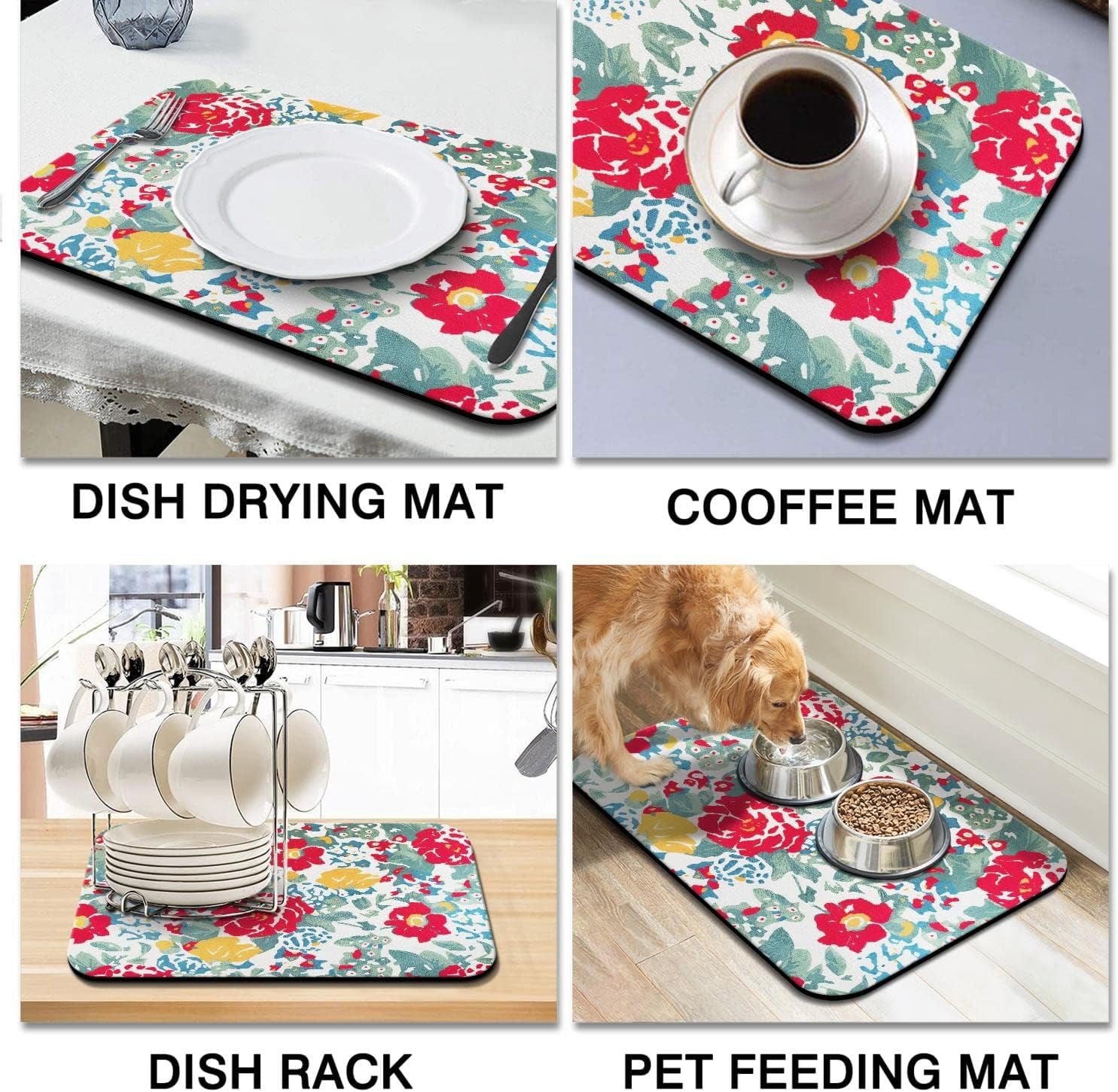Fun Coffee Mat 23inx15in,Coffee Bar Mat for Countertops,Absorbent Hide Stain Anti-Slip Coffee Bar Accessories Fit Under Coffee Machine Mat,dish Drying Mats for Kitchen