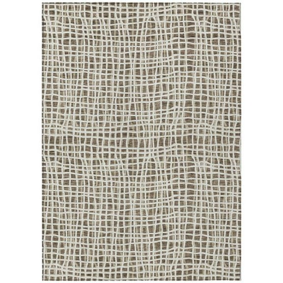 HomeRoots 583414 3 x 5 ft. Striped Washable Indoor & Outdoor Rectangle Area Rug, Brown, Beige & Ivory