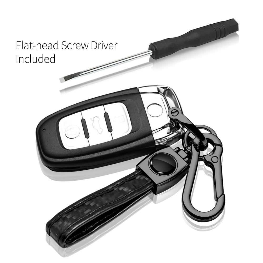 iPick Image for Chevrolet Black Logo Real Black Carbon Fiber Strap Gunmetal Black Hook Key Chain, Official Licensed