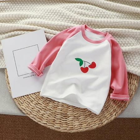 

eczipvz Baby Girl Clothes Toddler Kids Girls Long Sleeve Basic Inside T Shirt Casual Tees Shirt Tops Solid Cloths Toddler Fall (Red 12-18 Months)