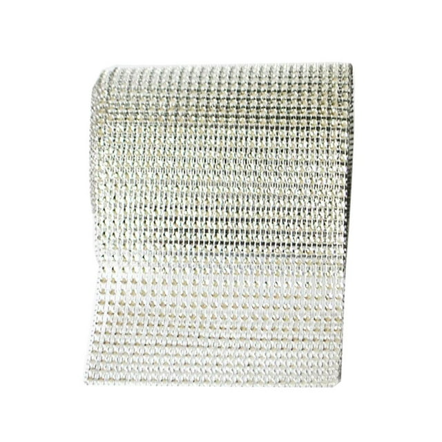 GUOOL 24 Rows 5 Yard Bling Rhinestone Diamond Mesh Wrap Hot Fix Wrap Ribbon-Silver