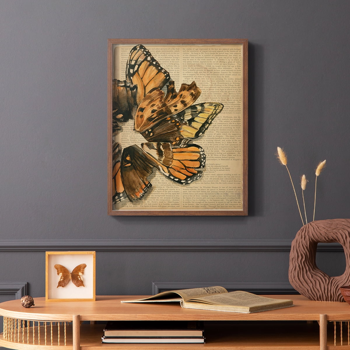 Winged Wreath I Framed Print - Solid Wood in Single Picture Frame Solid Wood 2 Framed Print