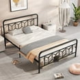 thumbnail image 2 of Patiojoy Queen Metal Bed Frame Platform Bed with Diamond Accented Headboard & Footboard Black, 2 of 9