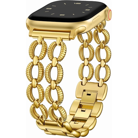 Biwat-Compatible with Apple Watch Strap Women 38/40/41/42/44/45/46/49mm Fancy Dual Twist Chain Metal Strap Dressy Designer Oval Link Bracelet for iWatch Series 11 10 9 8 7 6 5 4 SE/Ultra 3 2 1