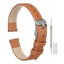 Leather Watch Band, 10mm Crocodile Pattern Release Watch Strap, Light Brown