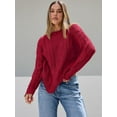 thumbnail image 2 of Trendy Queen Women's Oversized Cable Knit Crewneck Sweaters, 2 of 5