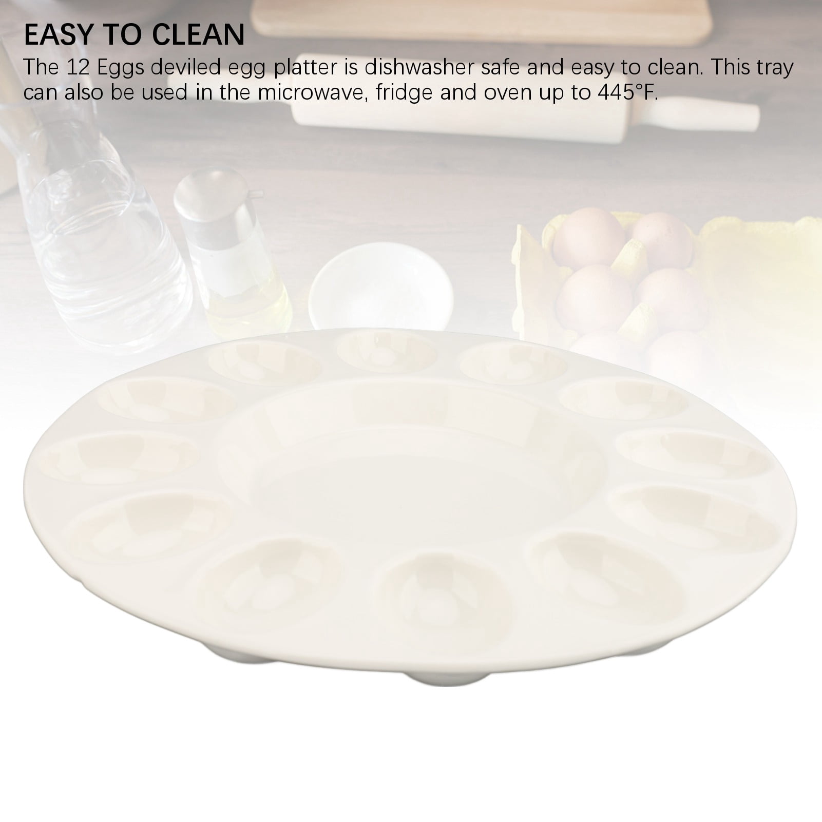 Riousery Ceramic Deviled Egg Platter Tray Holder Serving Dish 12 Capacity White Tableware Plate for Party Easter Thanksgiving Fridge Storage, 12.2 inches / 31 cm