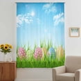 thumbnail image 3 of Easter Sheer Curtains 63 Inches Long, Spring Country Colorful Eggs Grass Green Sky Blue Light Filering Curtains, Breathable Simi Curtain Privacy Drapes for Living Room Bedroom Window Treatment, 3 of 9