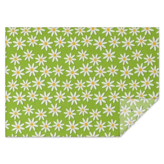 Green Daisy Flower Pattern Rectangle Tablecloth 60"x84",Waterproof Polyester Rectangle Table Cloth, Wipeable Spillproof Polyester Tablecloth for Dining, Camping, Indoor and Outdoor