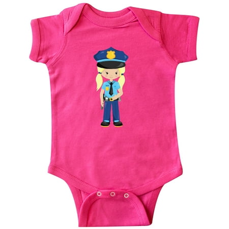 

Inktastic Cute Girl Police Girl Blonde Hair Police Uniform Gift Baby Girl Bodysuit