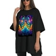 thumbnail image 4 of Plus Size Shirt for Women Black Tops for Women Short Sleeves Shirt for Women Splash Art Painting T Shirt Crewneck Shirt for Women XL, 4 of 5