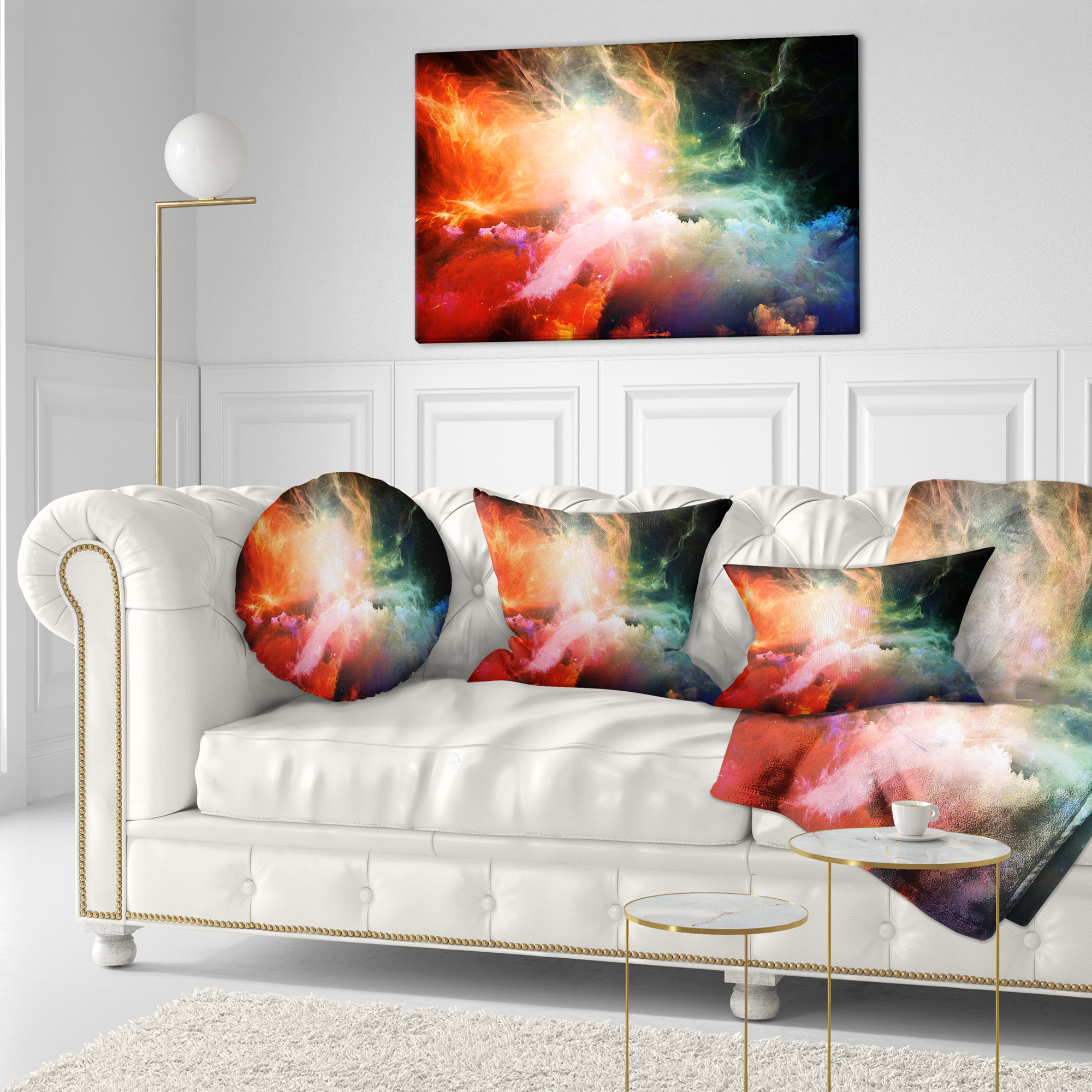 Designart Colorful Nebulae - Contemporary Throw Pillow - 12x20