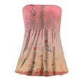 thumbnail image 3 of Gibobby Camiseta de tirantes sin mangas con estampado floral para mujer, cintura elástica plisada, sin espalda(Rosa,M), 3 of 4