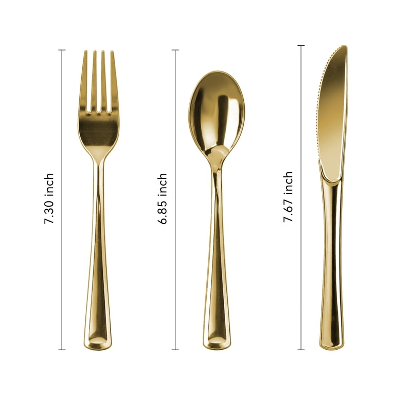 Family Essentials Gold Disposable Cutlery Set, 180-Piece photo 3