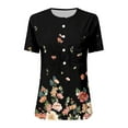 thumbnail image 4 of USSUMA Summer Tops for Women Trendy V Neck Short Sleeve Dressy Shirts Blouses Buttons Cute Graphic Women's Tops Summer 2022 Hawaiian Tropical Print Casual Tshirts Tunic Plus, 4 of 4