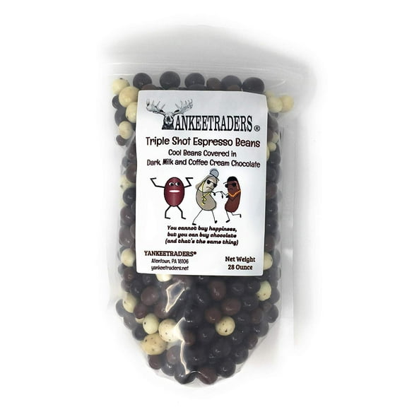 YANKEETRADERS, Triple Shot Espresso Beans, Covered in Dark, Milk and Coffee Cream Chocolate, 28 Ounce Bag