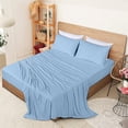 thumbnail image 4 of Utopia Bedding King Sheet Set - Jersey Knit Sheets 4 Piece – Cotton – Soft T-Shirt Stretchy Sheets (Heather Sky Blue), 4 of 6