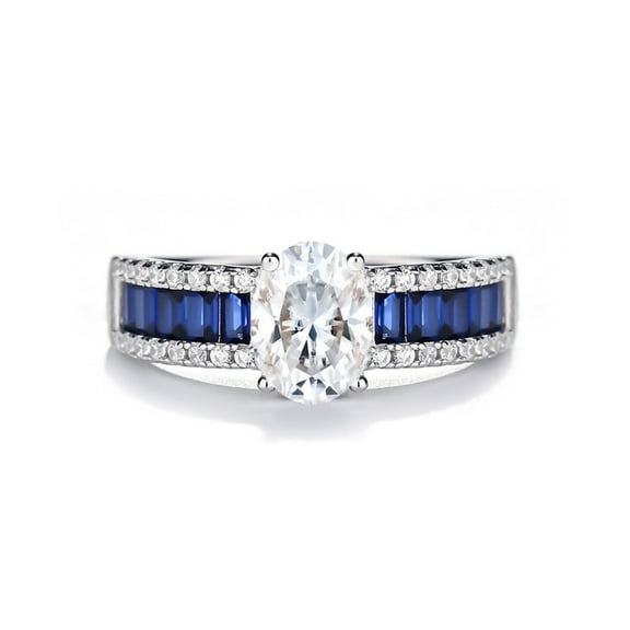Exquisite 1.5 Carat Lab Created Moissanite Rings for Women Oval Cut D Color VVS1 S925 Sterling Silver Diamond Wedding Rings Ideal Choice for Couple Parties Date Travel