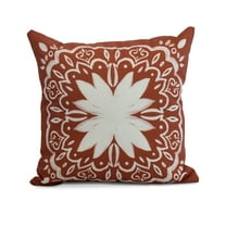 Simply Daisy, 18 x 18 Inch, Cuban Tile 1, Geometric Print Pillow, Red Orange