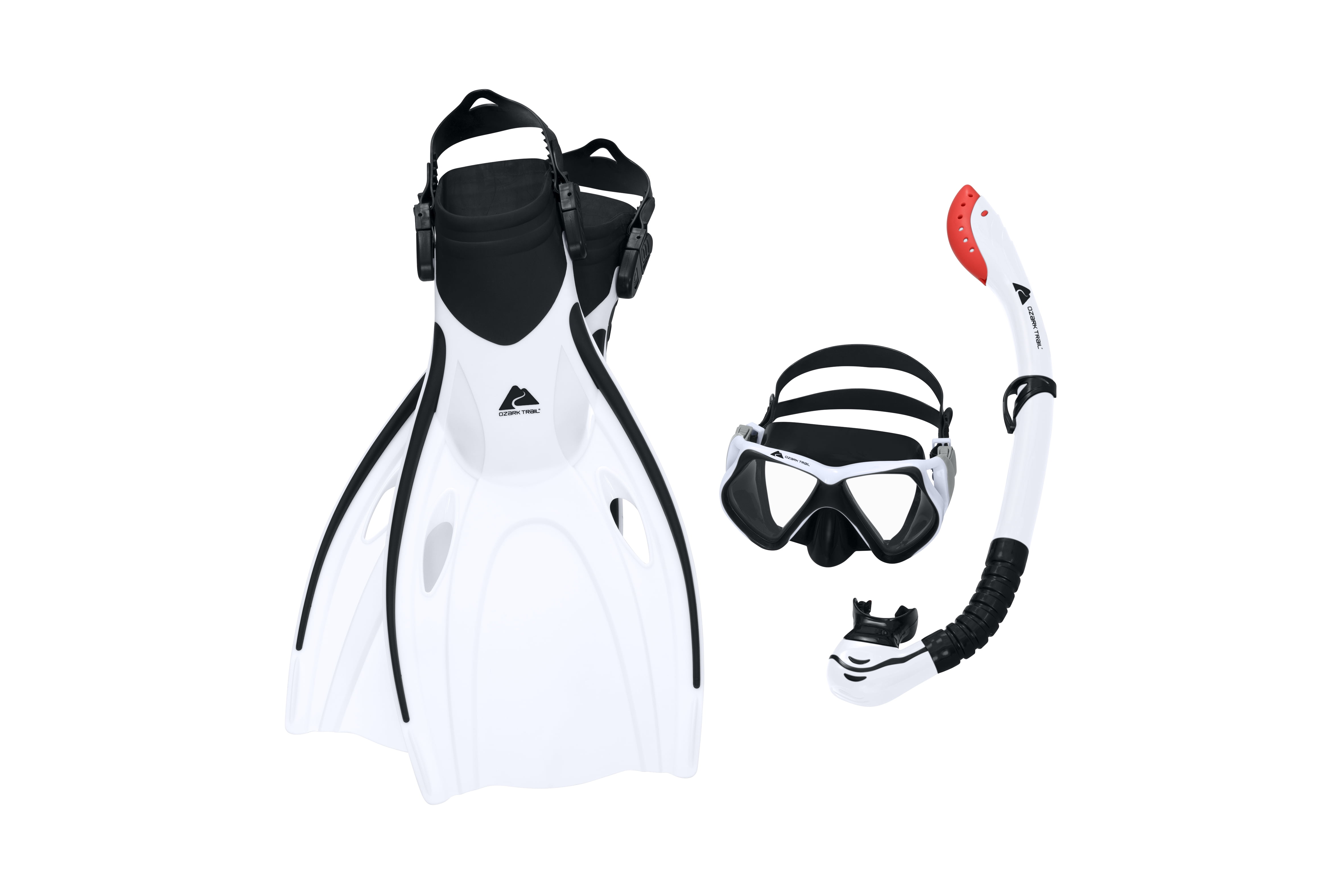 Ozark Trail Dominator Pro Adult 14+ Snorkel Set with Fins White L/XL