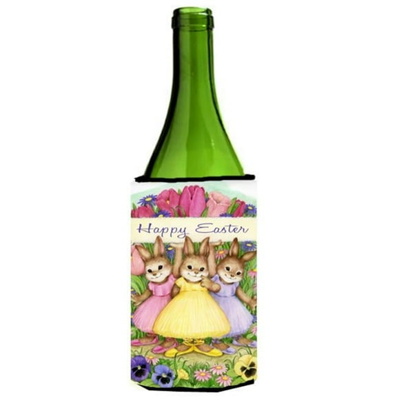 Three Bunnies Happy Easter Wine Bottle Can cooler Hugger